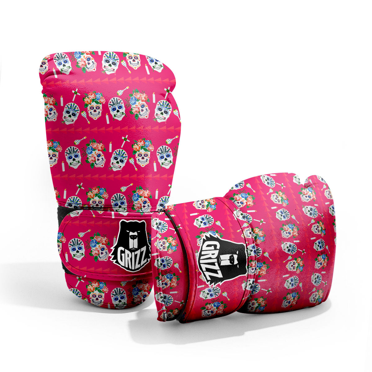 Sugar Skull Pink Print Pattern Pro Boxing Glove