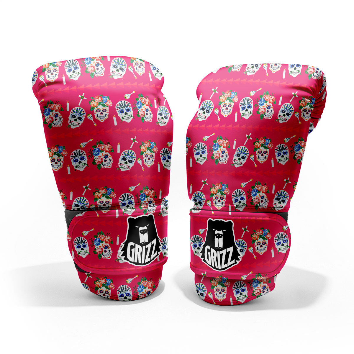 Sugar Skull Pink Print Pattern Pro Boxing Glove