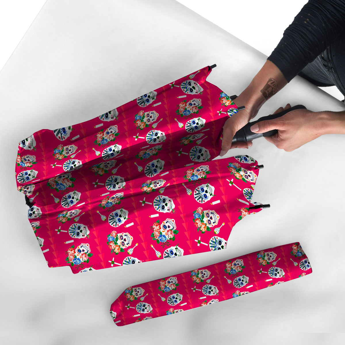Sugar Skull Pink Print Pattern Umbrella-grizzshop