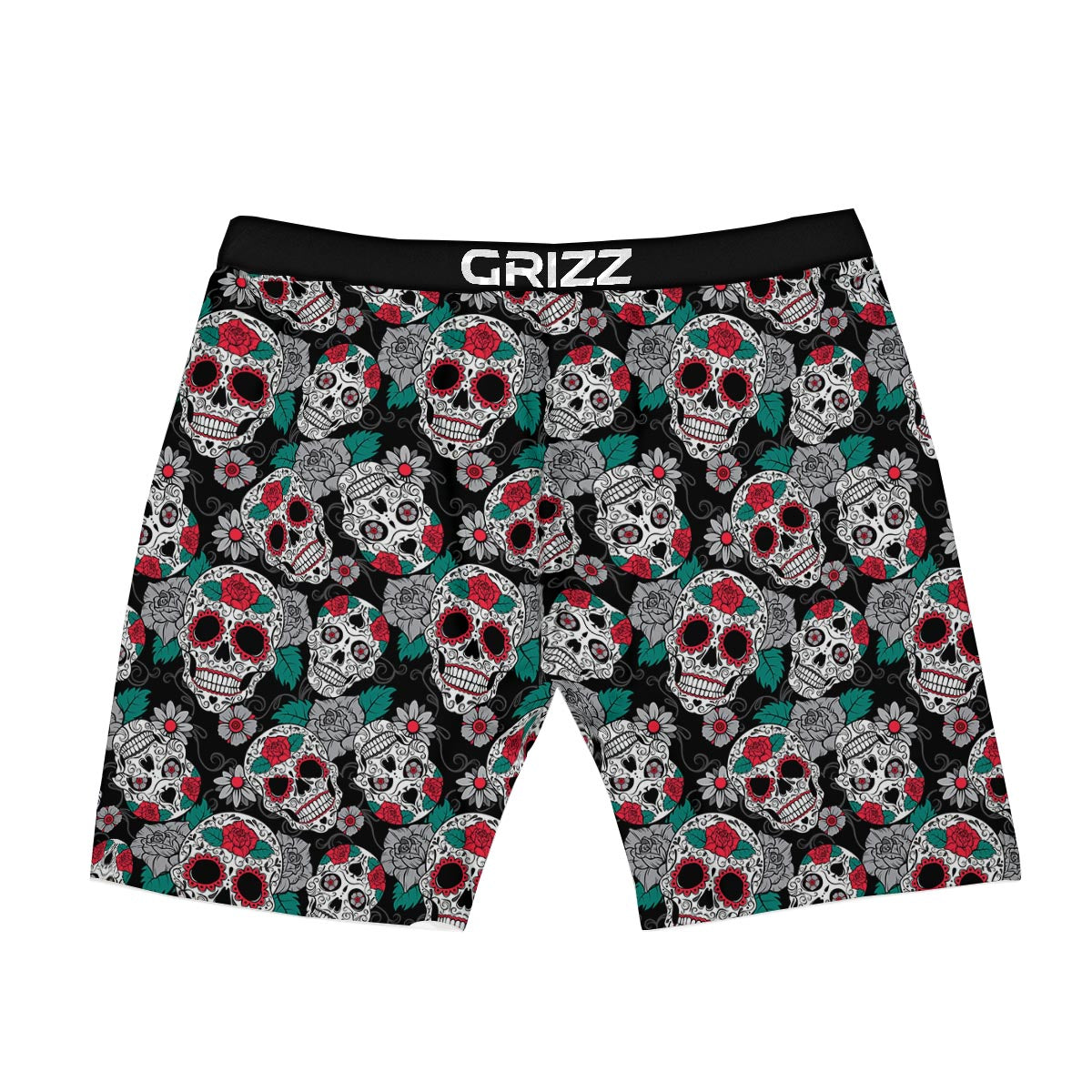 Sugar Skull Rose Floral Print Pattern Boxer Briefs-grizzshop