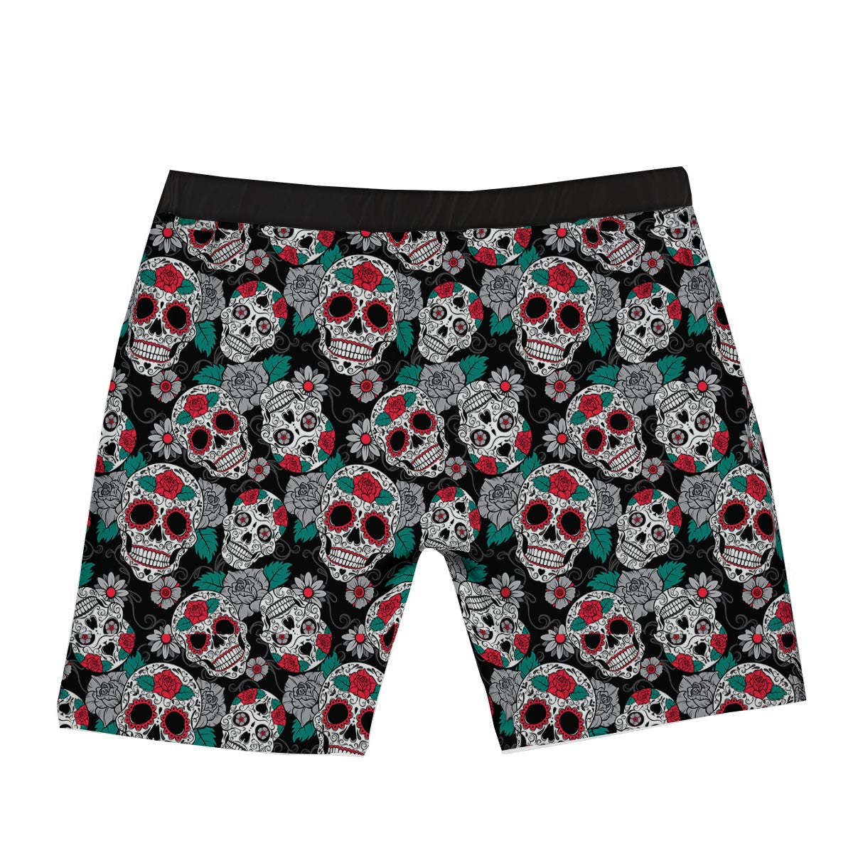 Sugar Skull Rose Floral Print Pattern Boxer Briefs-grizzshop