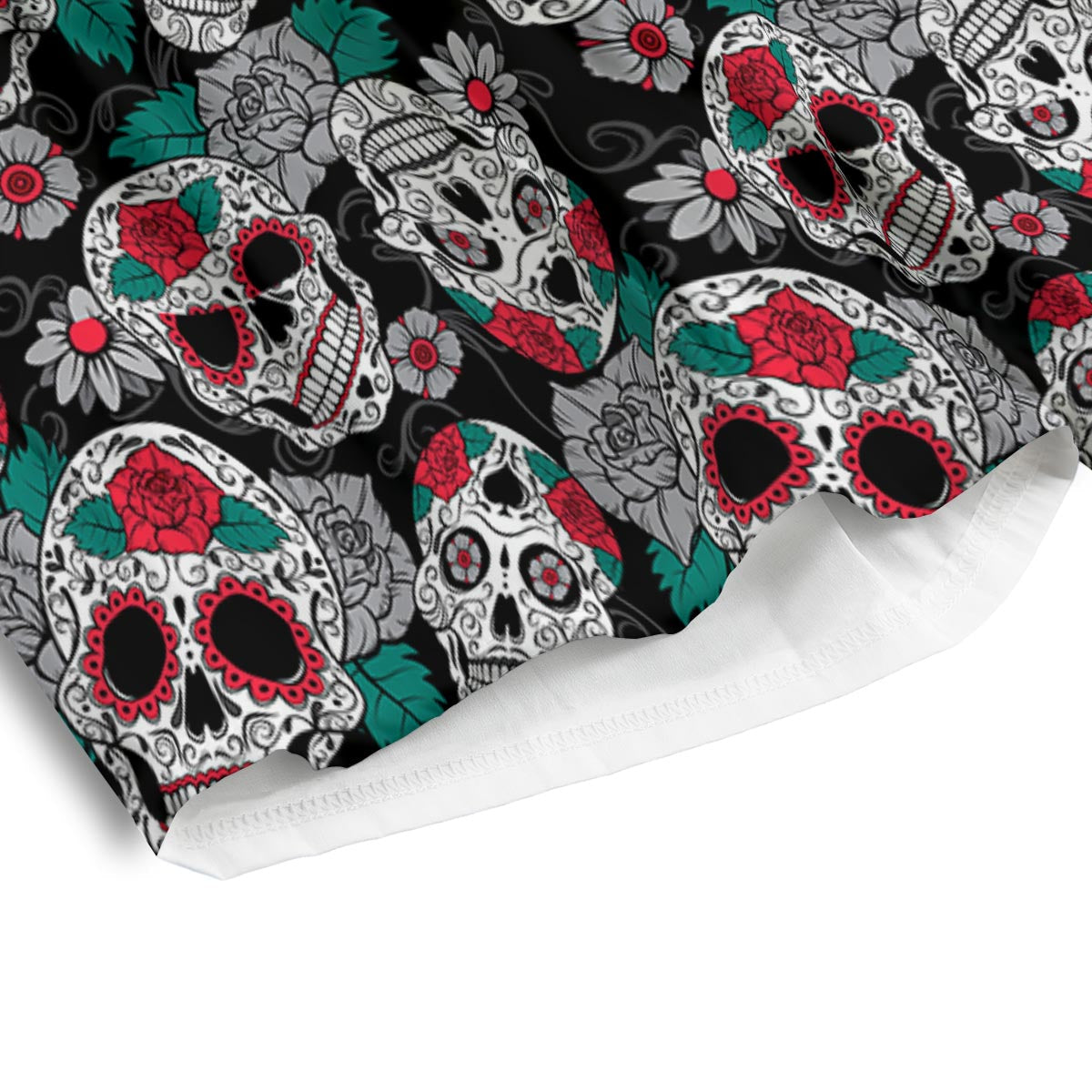 Sugar Skull Rose Floral Print Pattern Men's Athletic Shorts