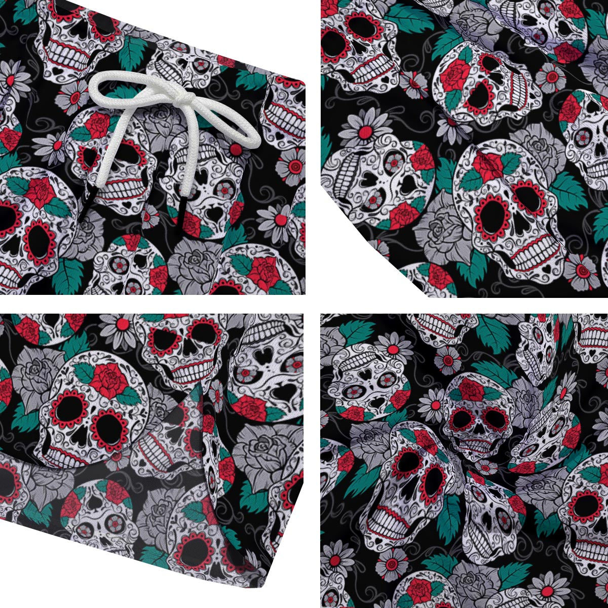 Sugar Skull Rose Floral Print Pattern Men's Running Shorts-grizzshop