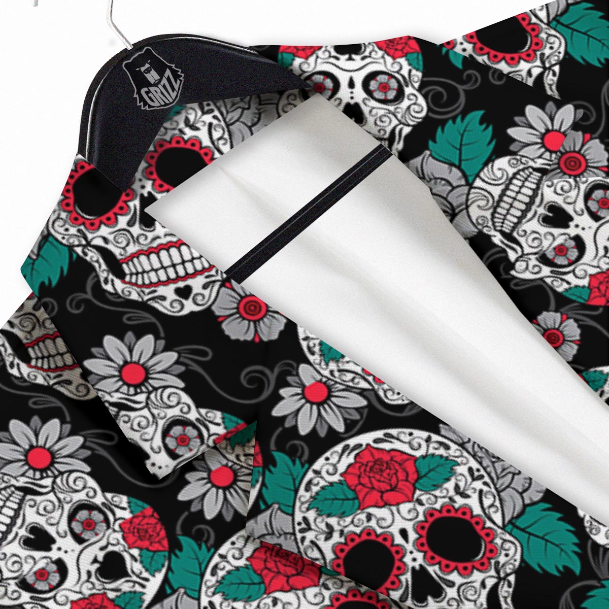 Sugar Skull Rose Floral Print Pattern Men's Sport Coat-grizzshop