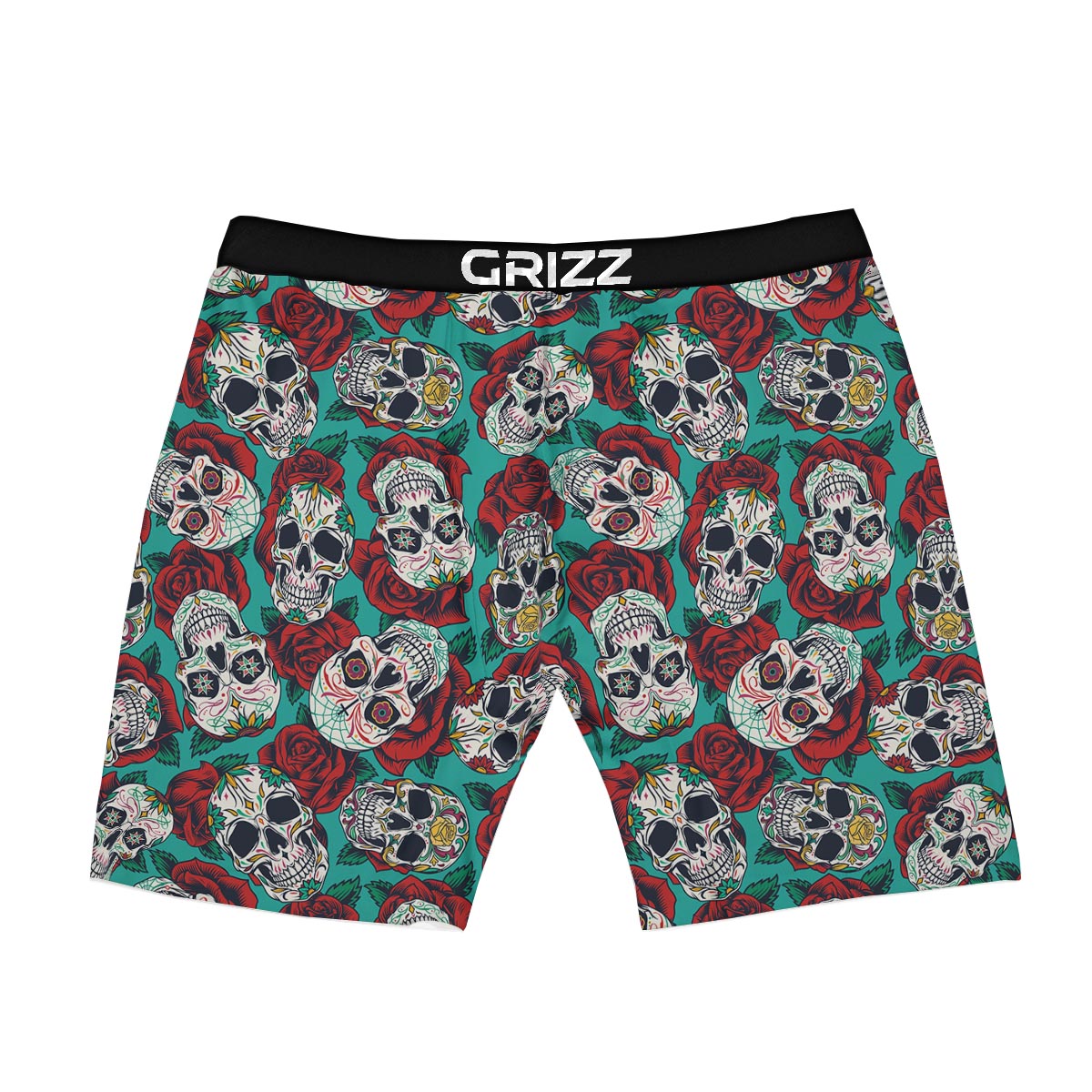 Sugar Skull Rose Flower Print Pattern Boxer Briefs-grizzshop