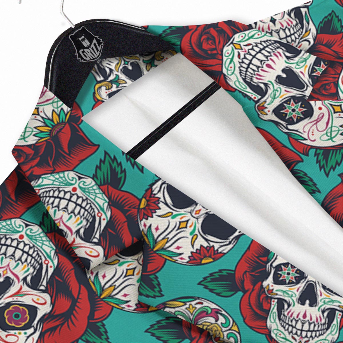 Sugar Skull Rose Flower Print Pattern Men's Sport Coat-grizzshop