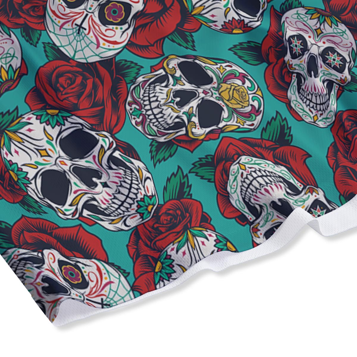 Sugar Skull Rose Flower Print Pattern Mesh Shorts