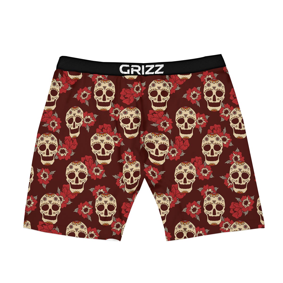 Sugar Skull Rose Print Pattern Boxer Briefs-grizzshop