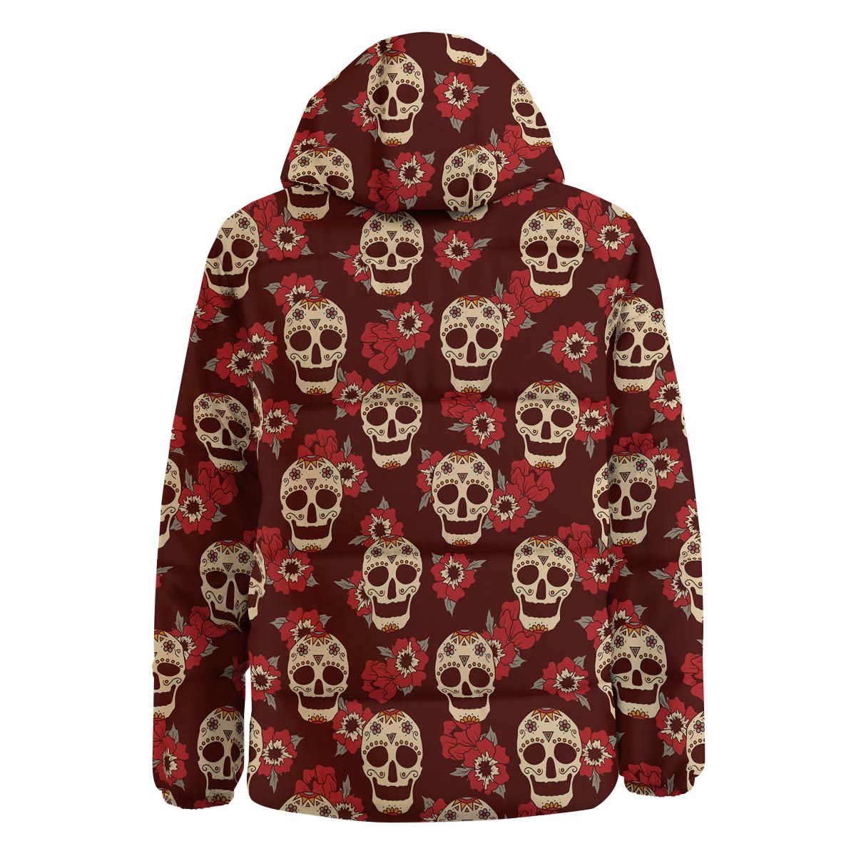 Sugar Skull Rose Print Pattern Down Jacket-grizzshop