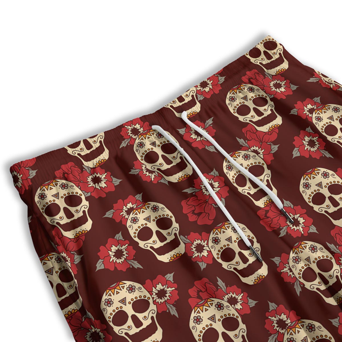 Sugar Skull Rose Print Pattern Men's Athletic Shorts