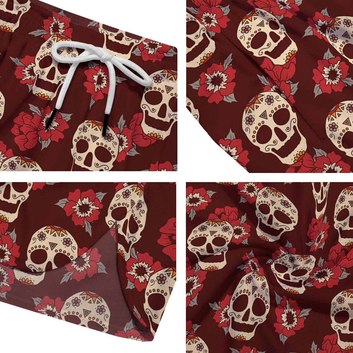 Sugar Skull Rose Print Pattern Men's Running Shorts-grizzshop