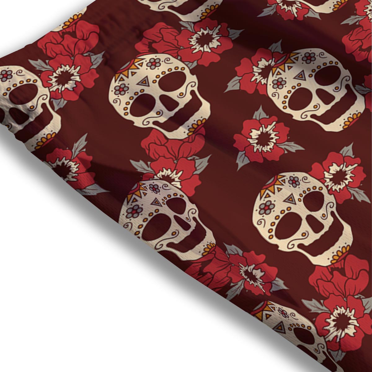Sugar Skull Rose Print Pattern Mesh Shorts
