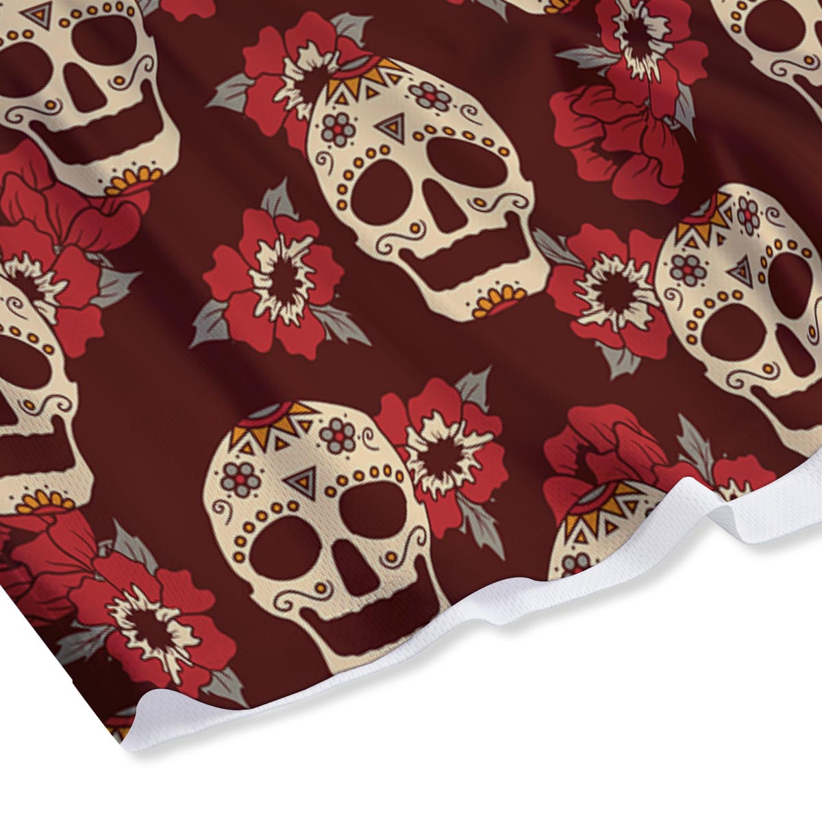 Sugar Skull Rose Print Pattern Mesh Shorts