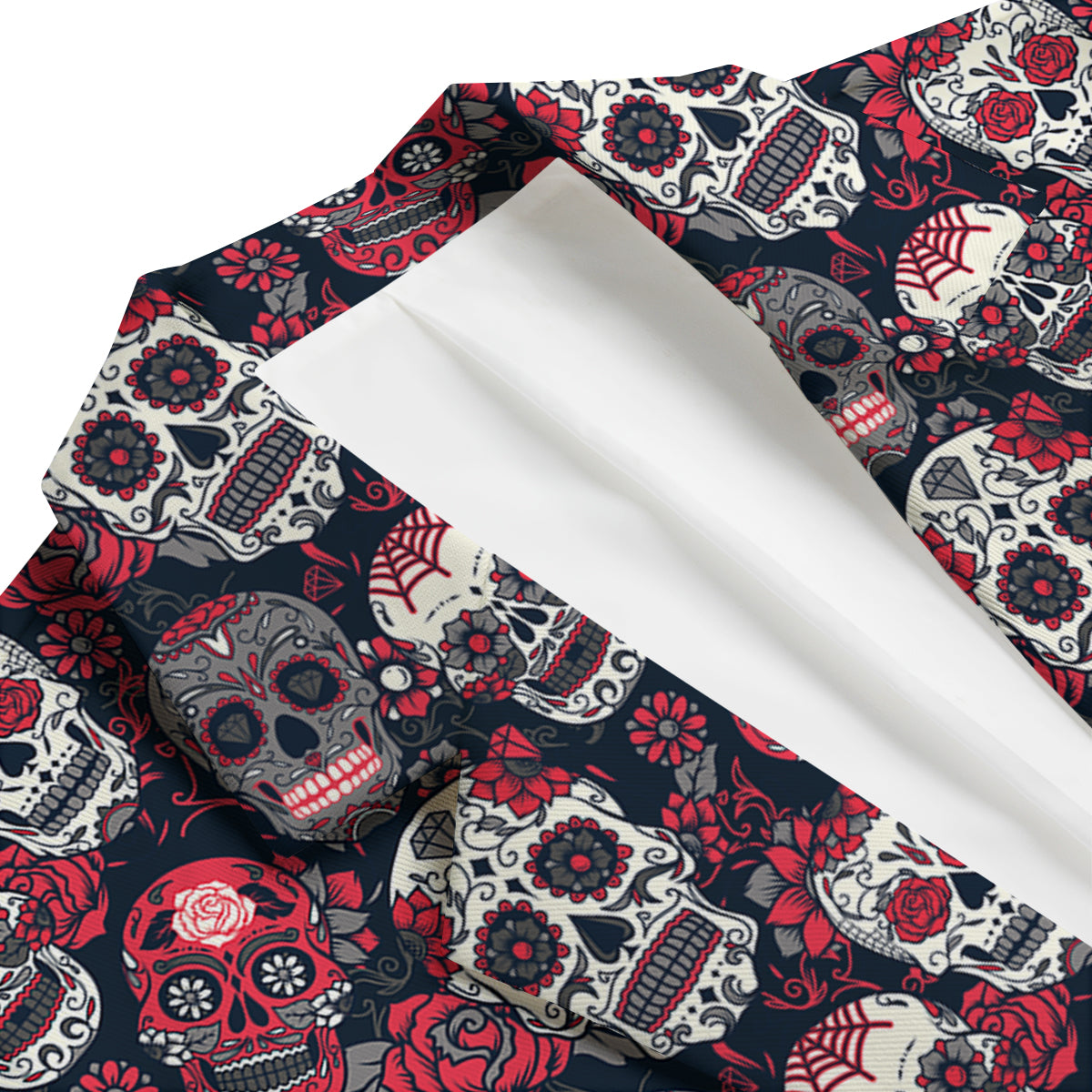 Sugar Skull Skeleton Girly Rose Floral Pattern Print Men's Blazer-grizzshop