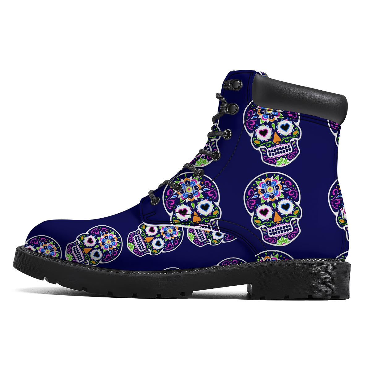 Sugar Skull Teal Pink Print Pattern Boots-grizzshop