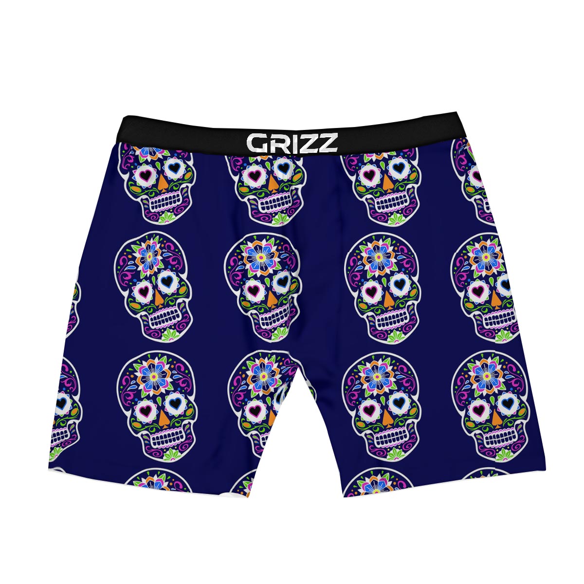 Sugar Skull Teal Pink Print Pattern Boxer Briefs-grizzshop