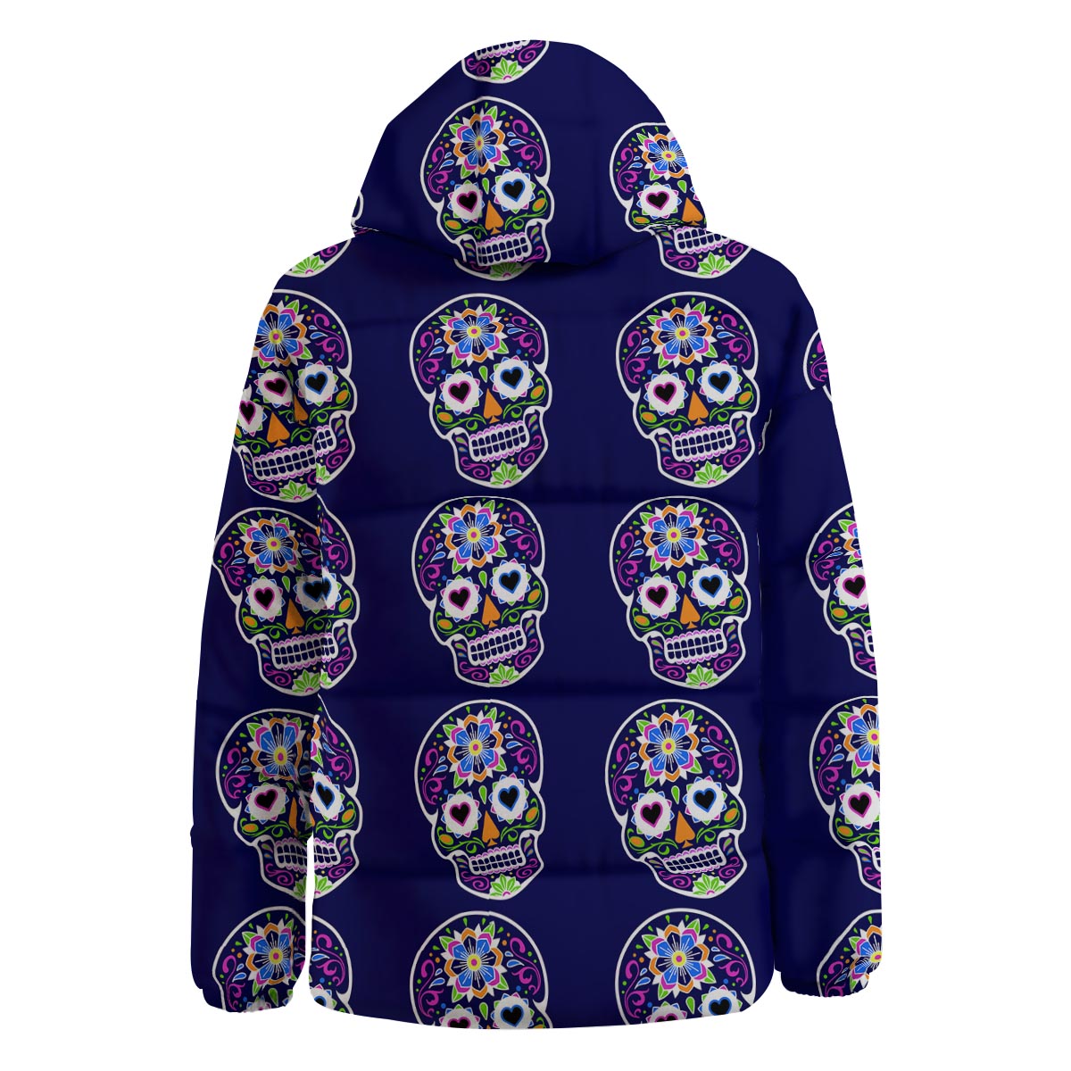 Sugar Skull Teal Pink Print Pattern Down Jacket-grizzshop