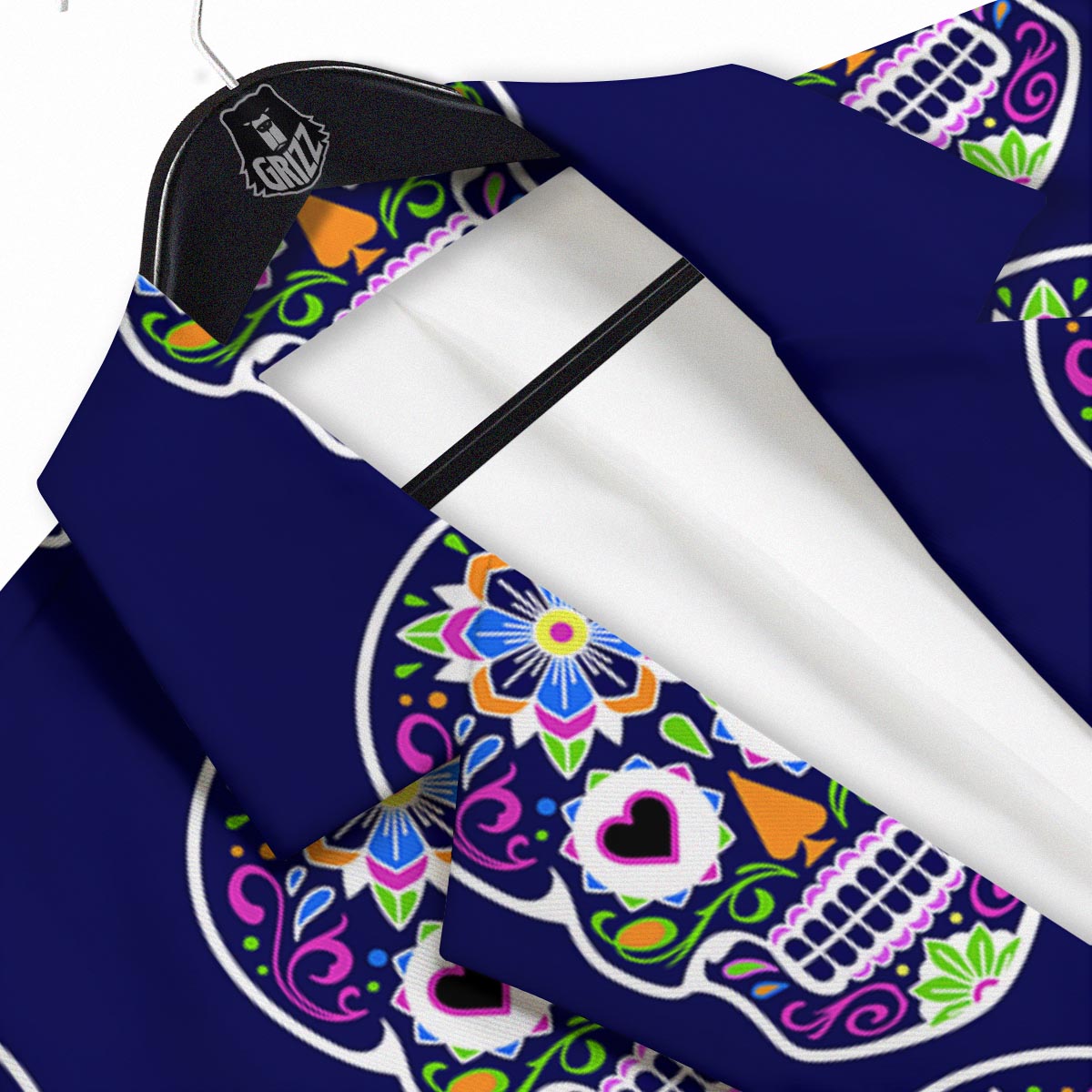 Sugar Skull Teal Pink Print Pattern Men's Sport Coat-grizzshop