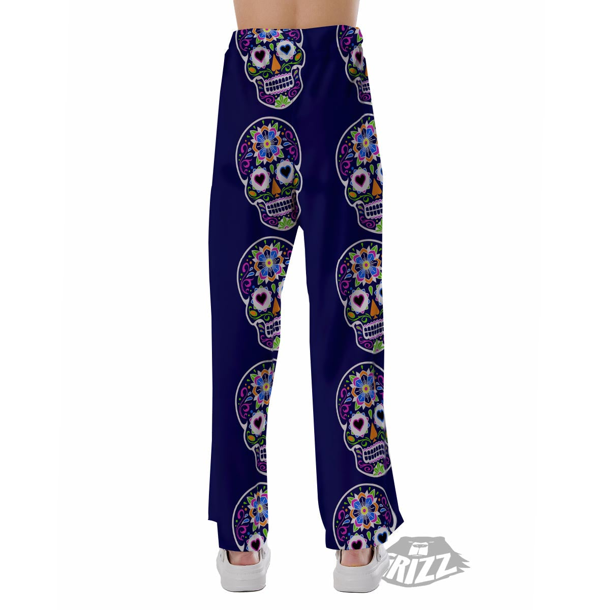 Sugar Skull Teal Pink Print Pattern Pajama Pants-grizzshop