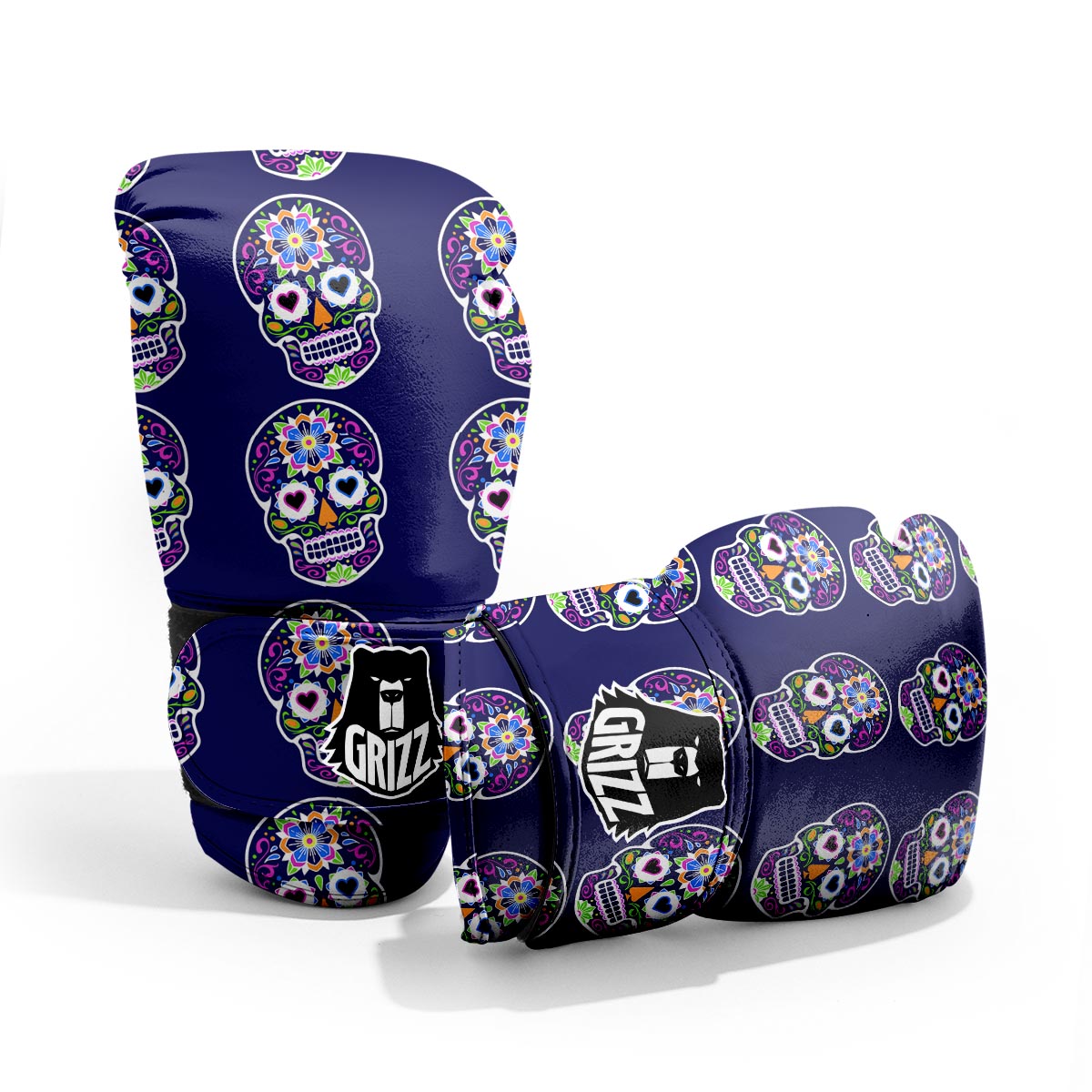 Sugar Skull Teal Pink Print Pattern Pro Boxing Glove
