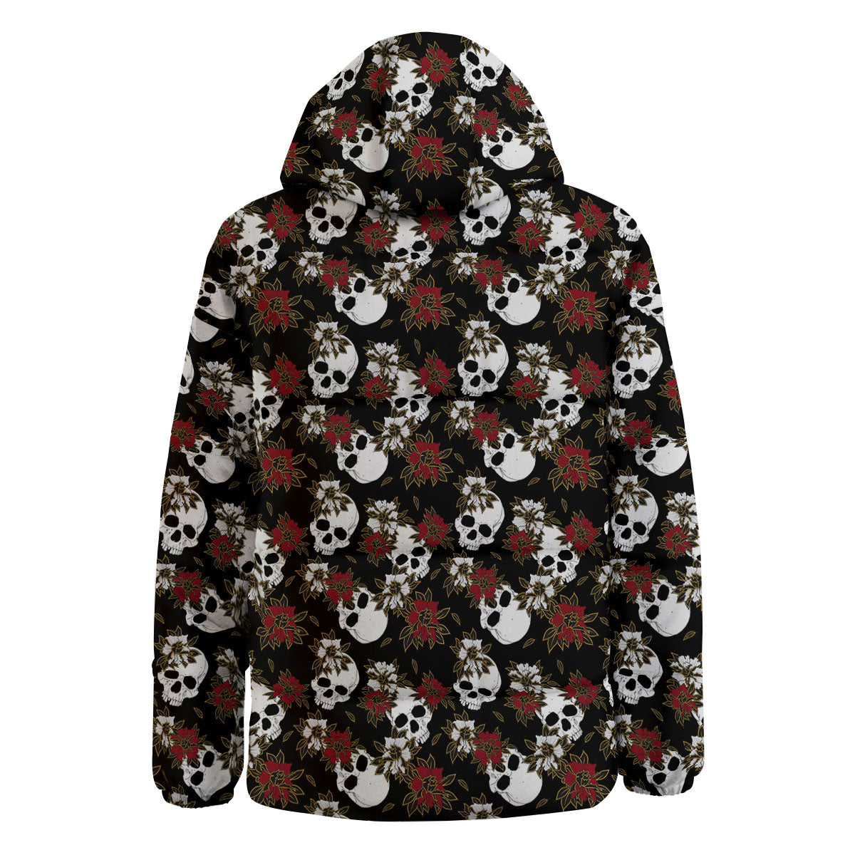 Sugar Skull White And Red Print Pattern Down Jacket-grizzshop