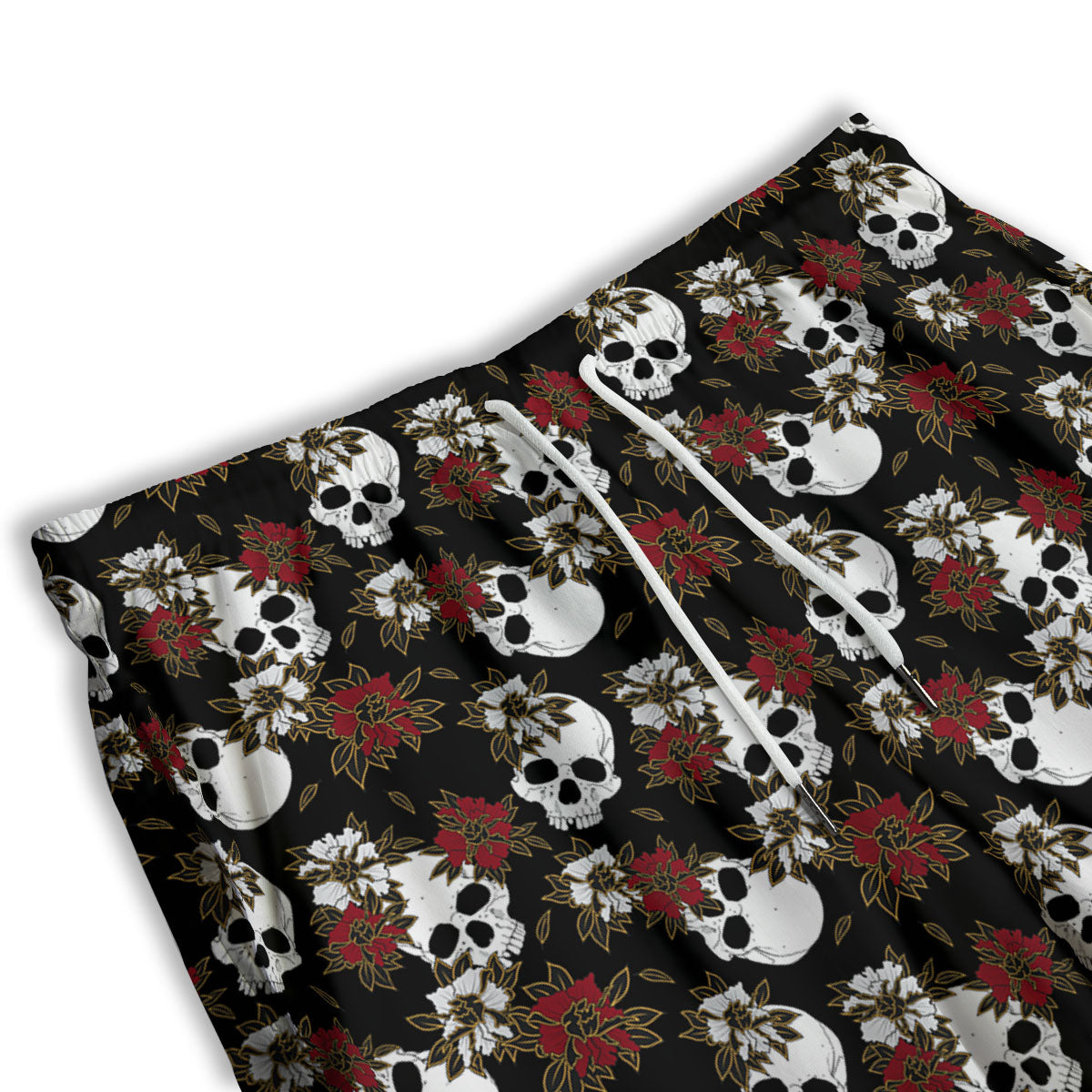 Sugar Skull White And Red Print Pattern Men's Athletic Shorts