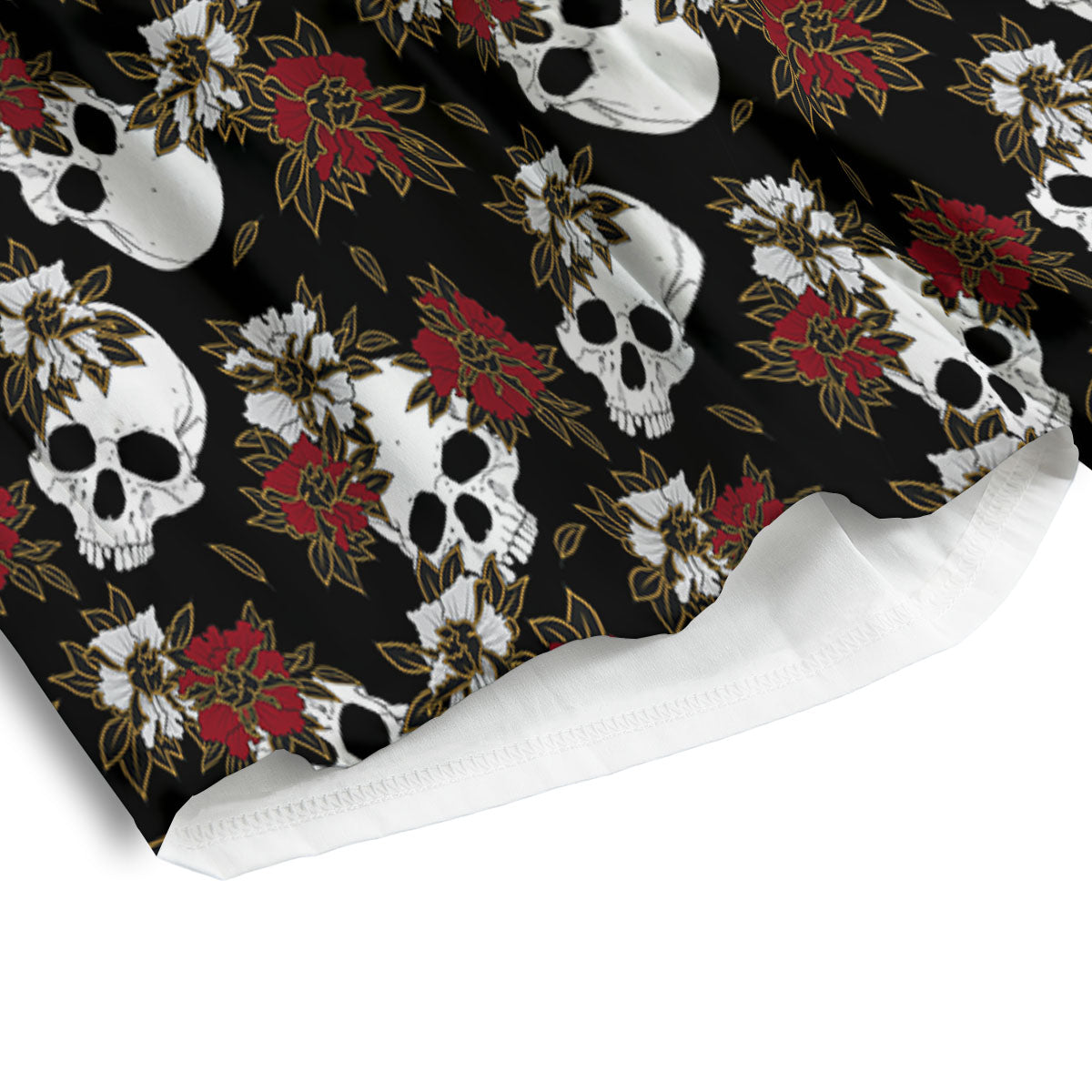 Sugar Skull White And Red Print Pattern Men's Athletic Shorts