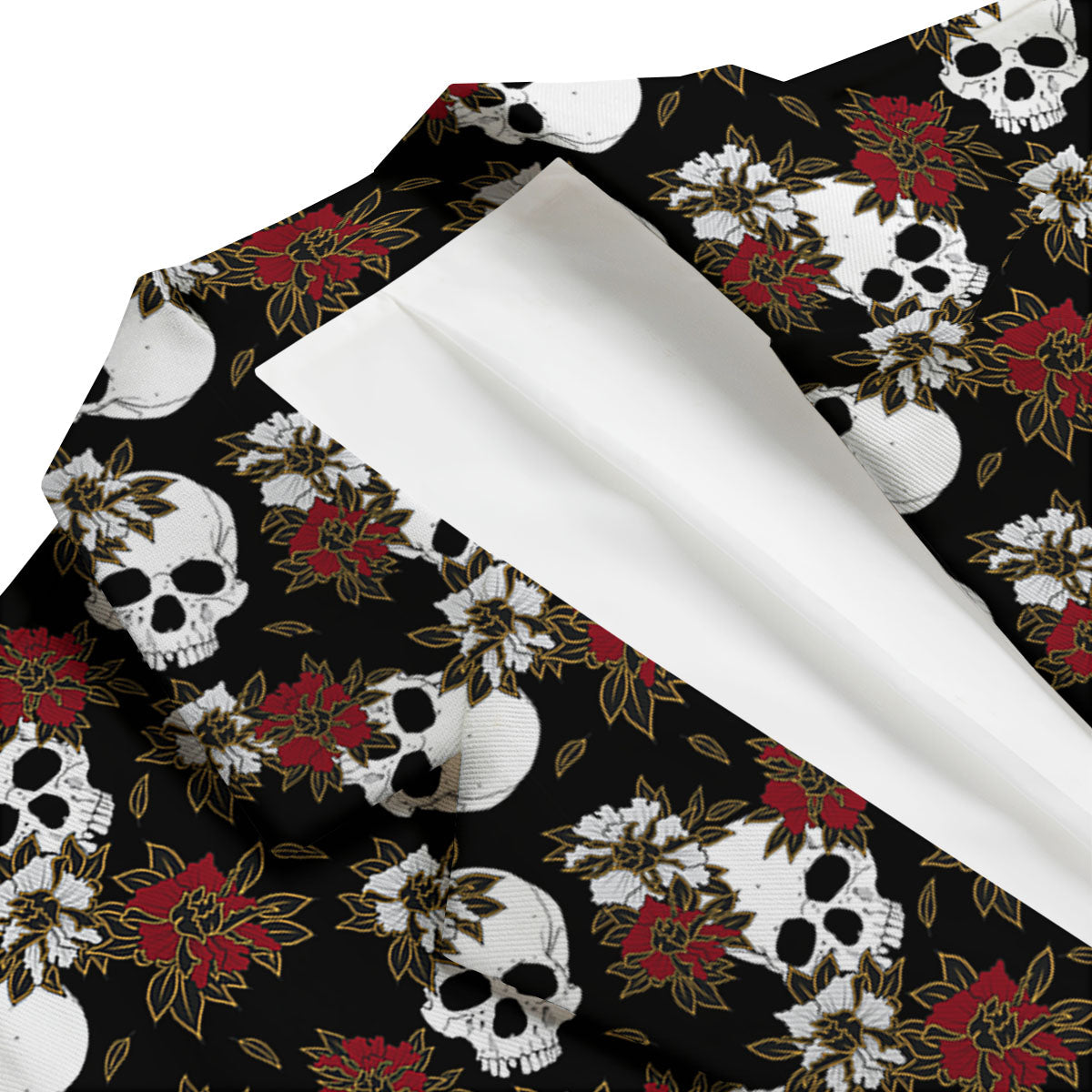 Sugar Skull White And Red Print Pattern Men's Blazer-grizzshop