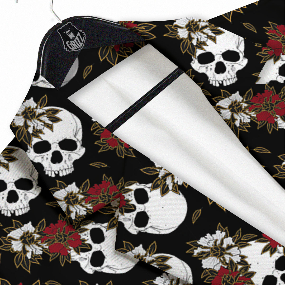 Sugar Skull White And Red Print Pattern Men's Sport Coat-grizzshop