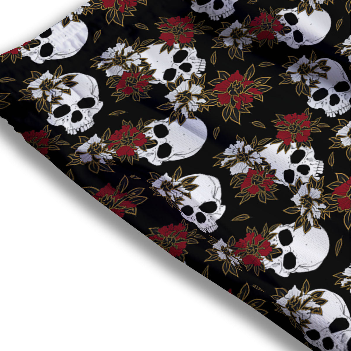 Sugar Skull White And Red Print Pattern Mesh Shorts