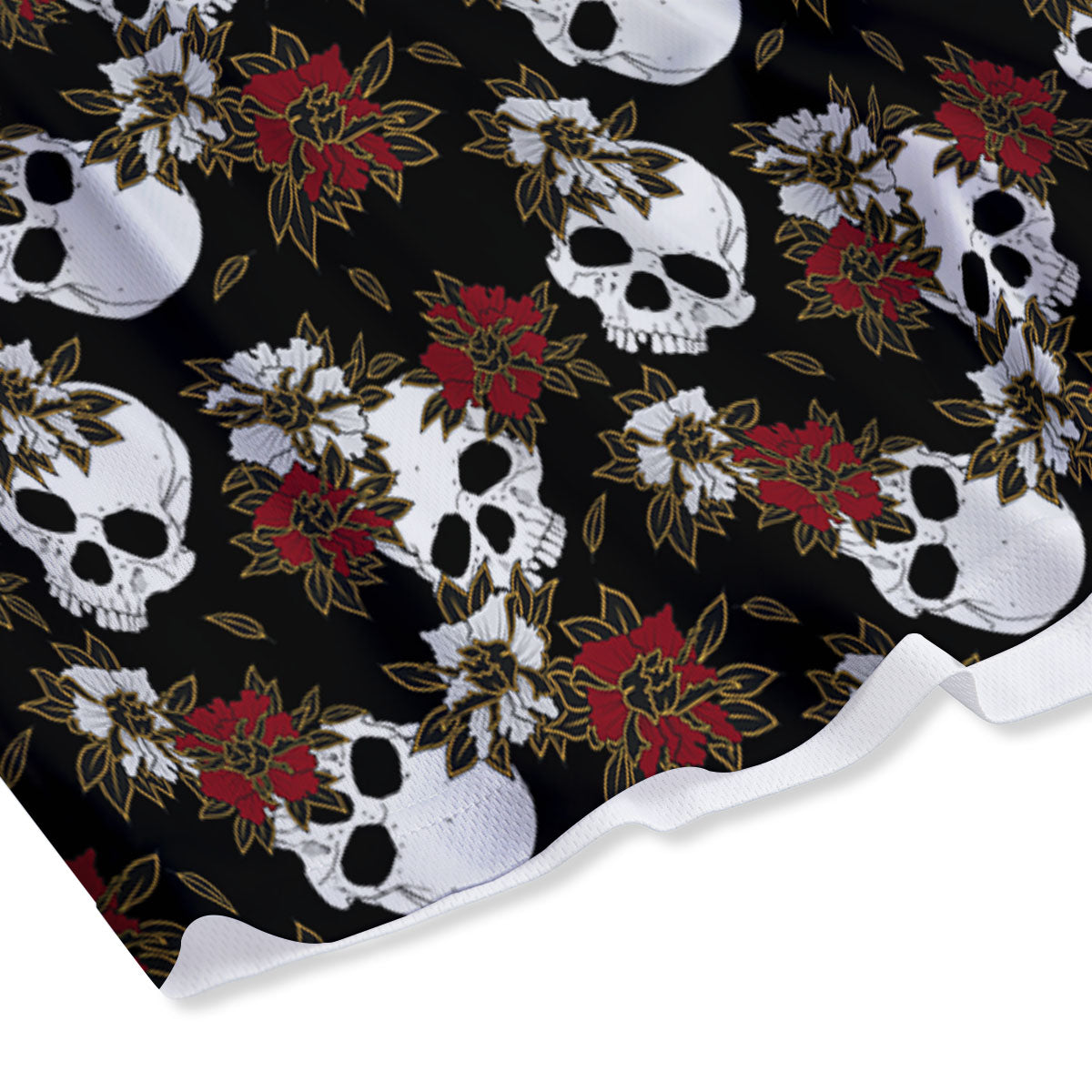 Sugar Skull White And Red Print Pattern Mesh Shorts
