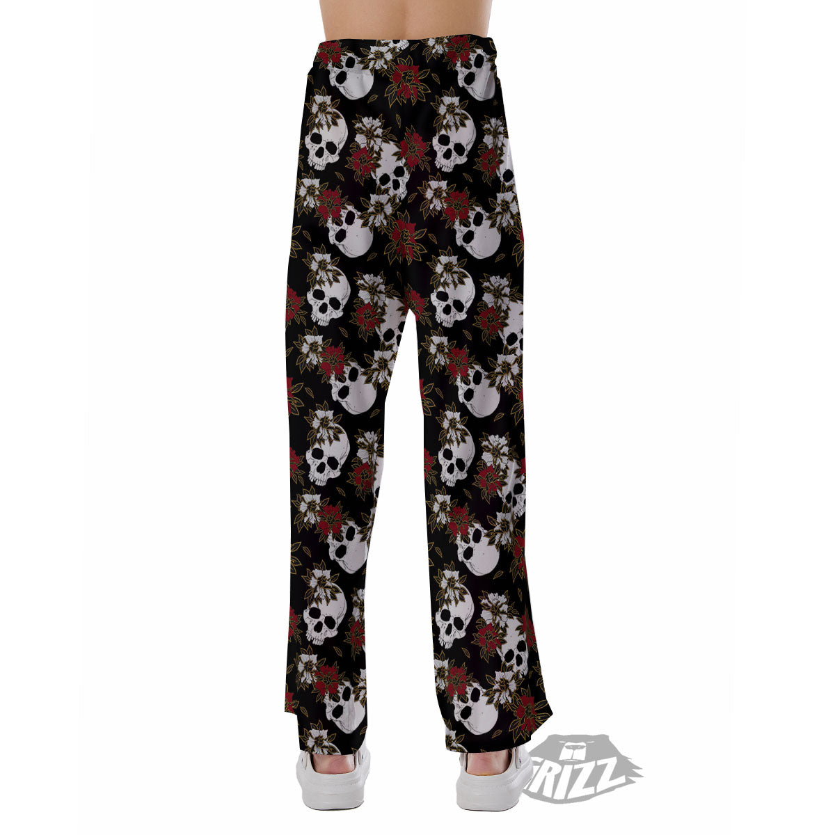Sugar Skull White And Red Print Pattern Pajama Pants-grizzshop