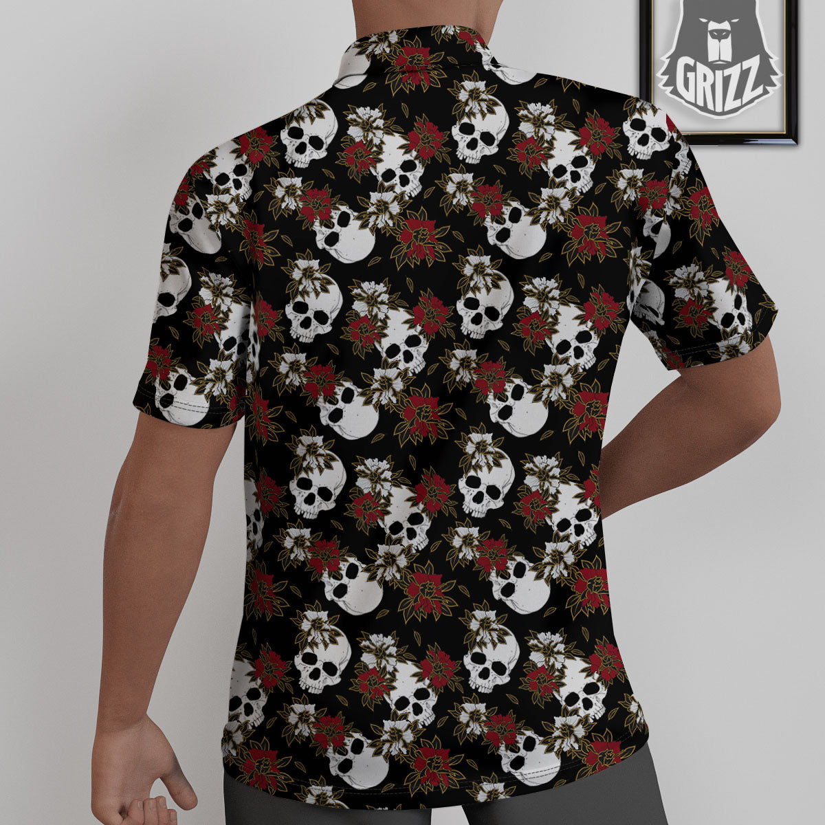 Sugar Skull White And Red Print Pattern Untucked Shirts-grizzshop