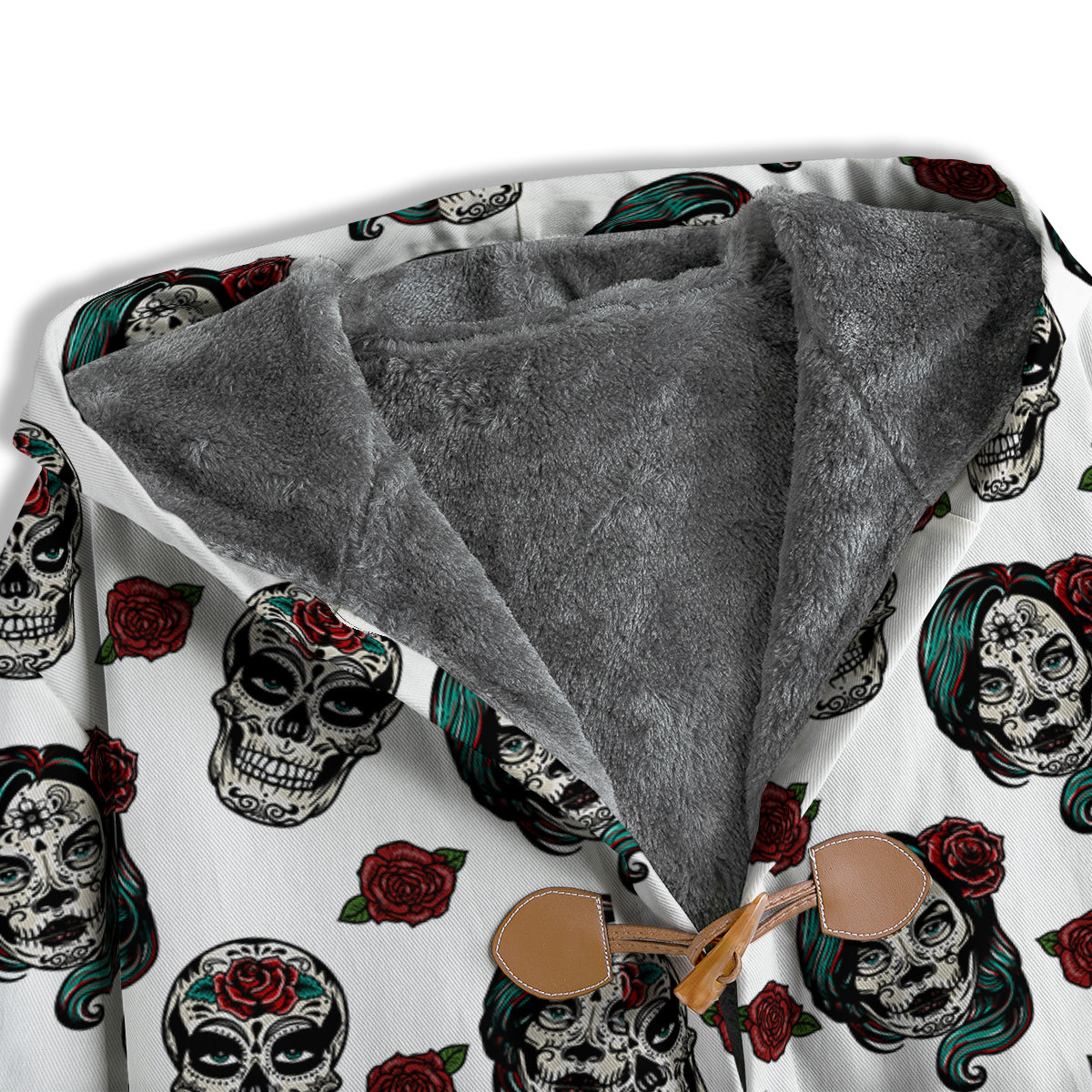 Sugar Skull White Floral Print Pattern Men's Windbreaker Jacket-grizzshop