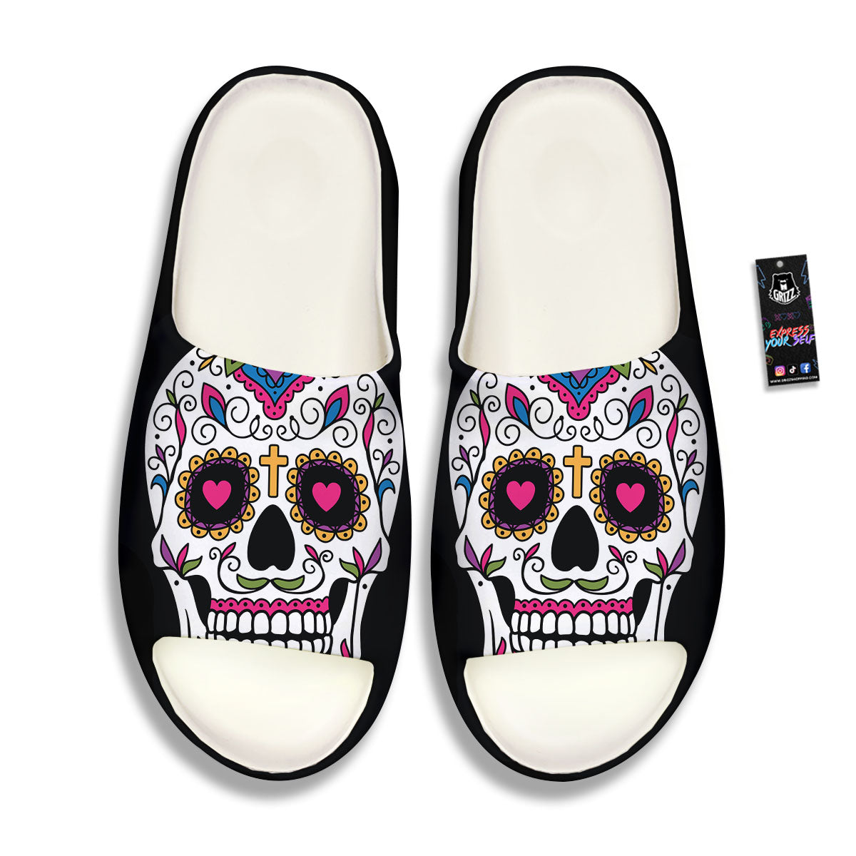 Sugar Skull Day Of The Dead Print Sandals-grizzshop