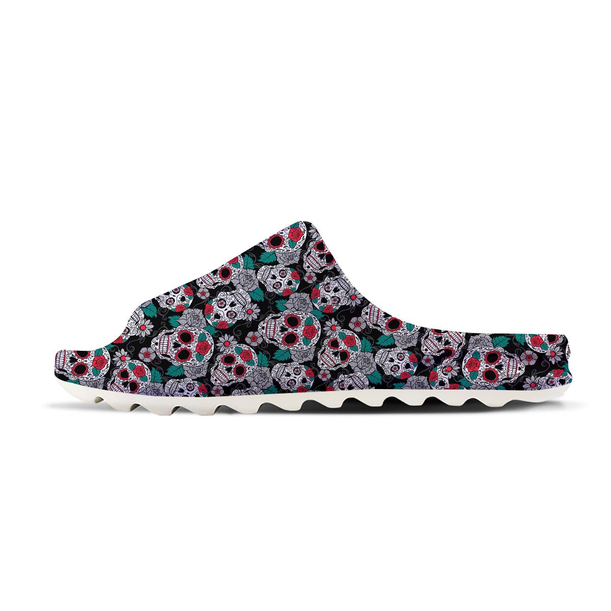 Sugar Skull Rose Floral Print Pattern Sandals-grizzshop