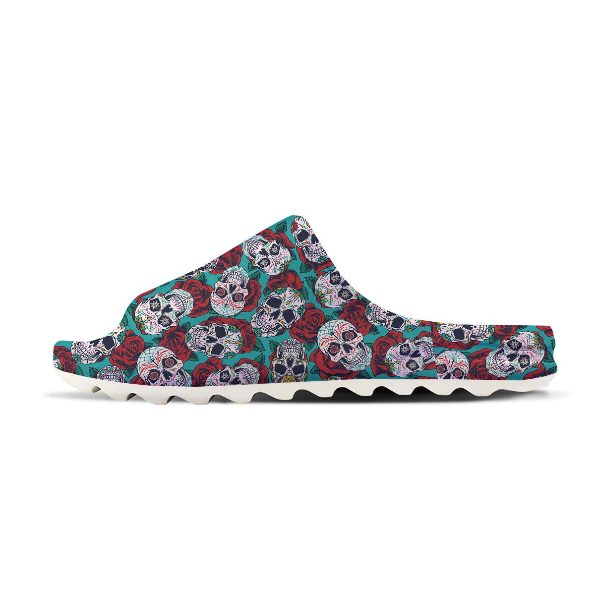 Sugar Skull Rose Flower Print Pattern Sandals-grizzshop