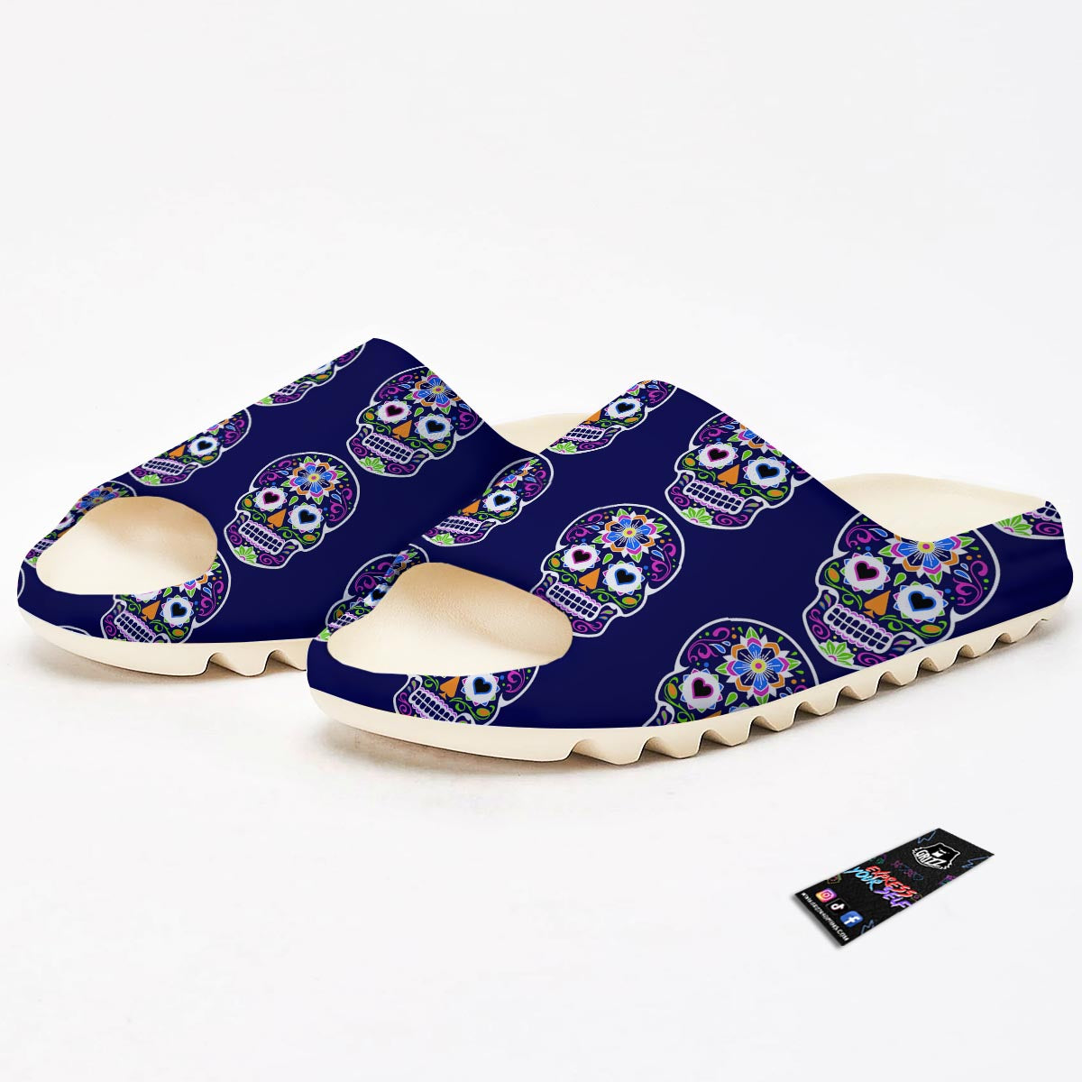 Sugar Skull Teal Pink Print Pattern Sandals-grizzshop