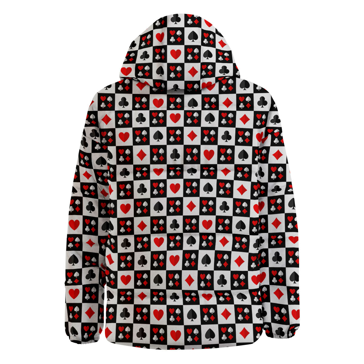 Suits Check Playing Card Print Pattern Down Jacket-grizzshop