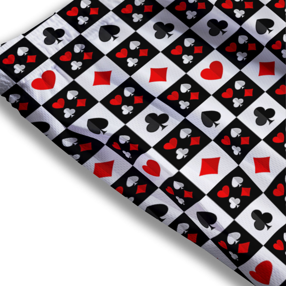 Suits Check Playing Card Print Pattern Mesh Shorts
