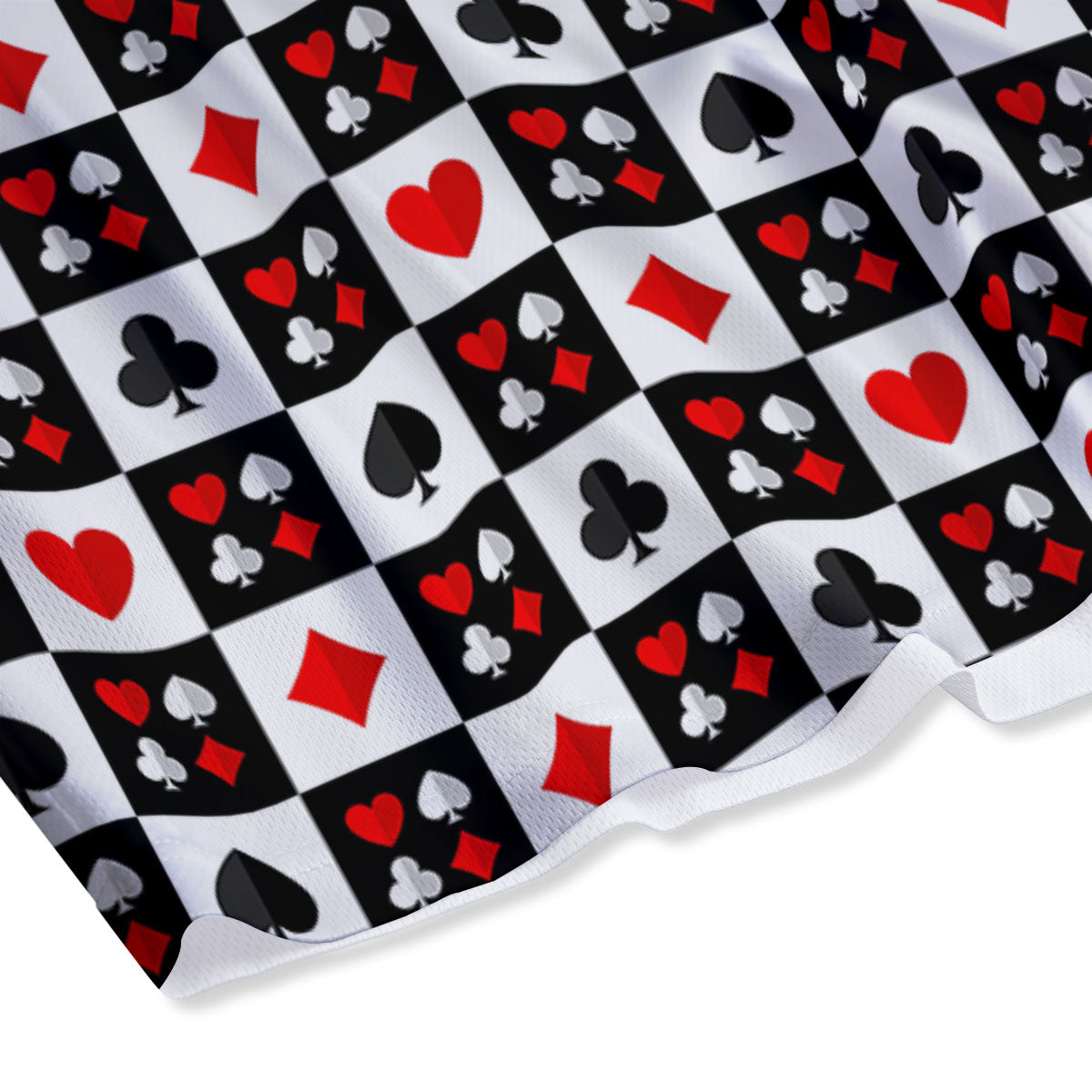 Suits Check Playing Card Print Pattern Mesh Shorts
