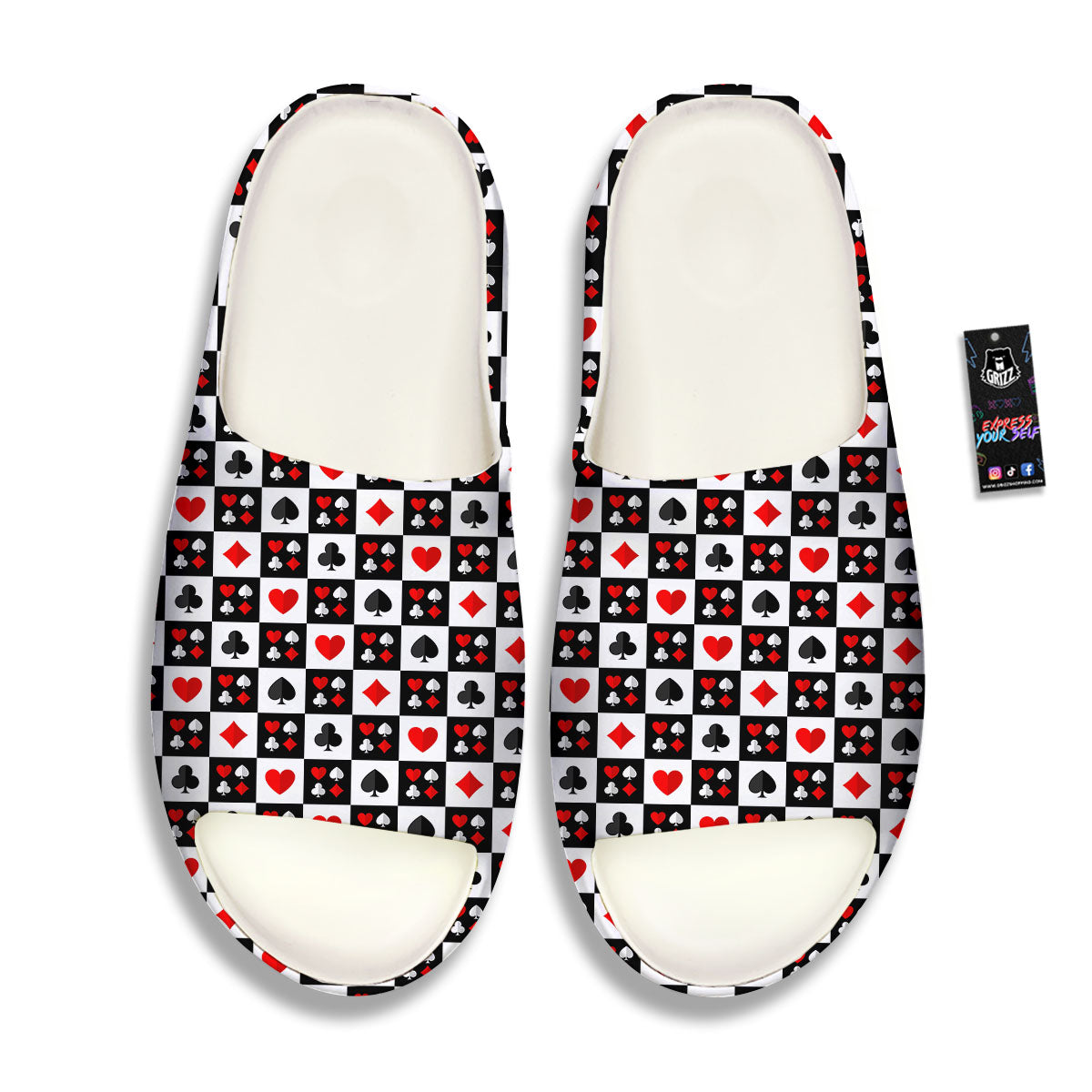 Suits Check Playing Card Print Pattern Sandals-grizzshop