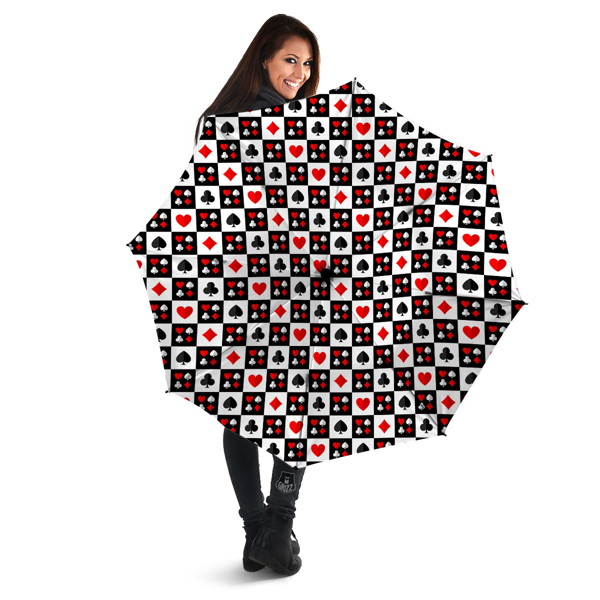 Suits Check Playing Card Print Pattern Umbrella-grizzshop