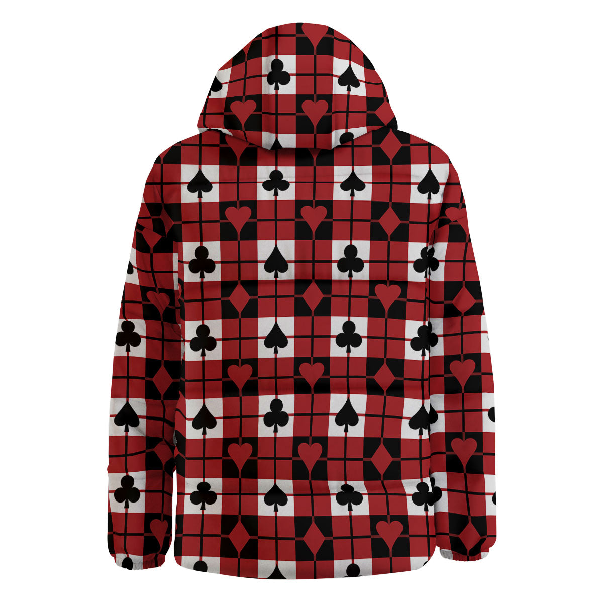 Suits Plaid Playing Card Print Pattern Down Jacket-grizzshop