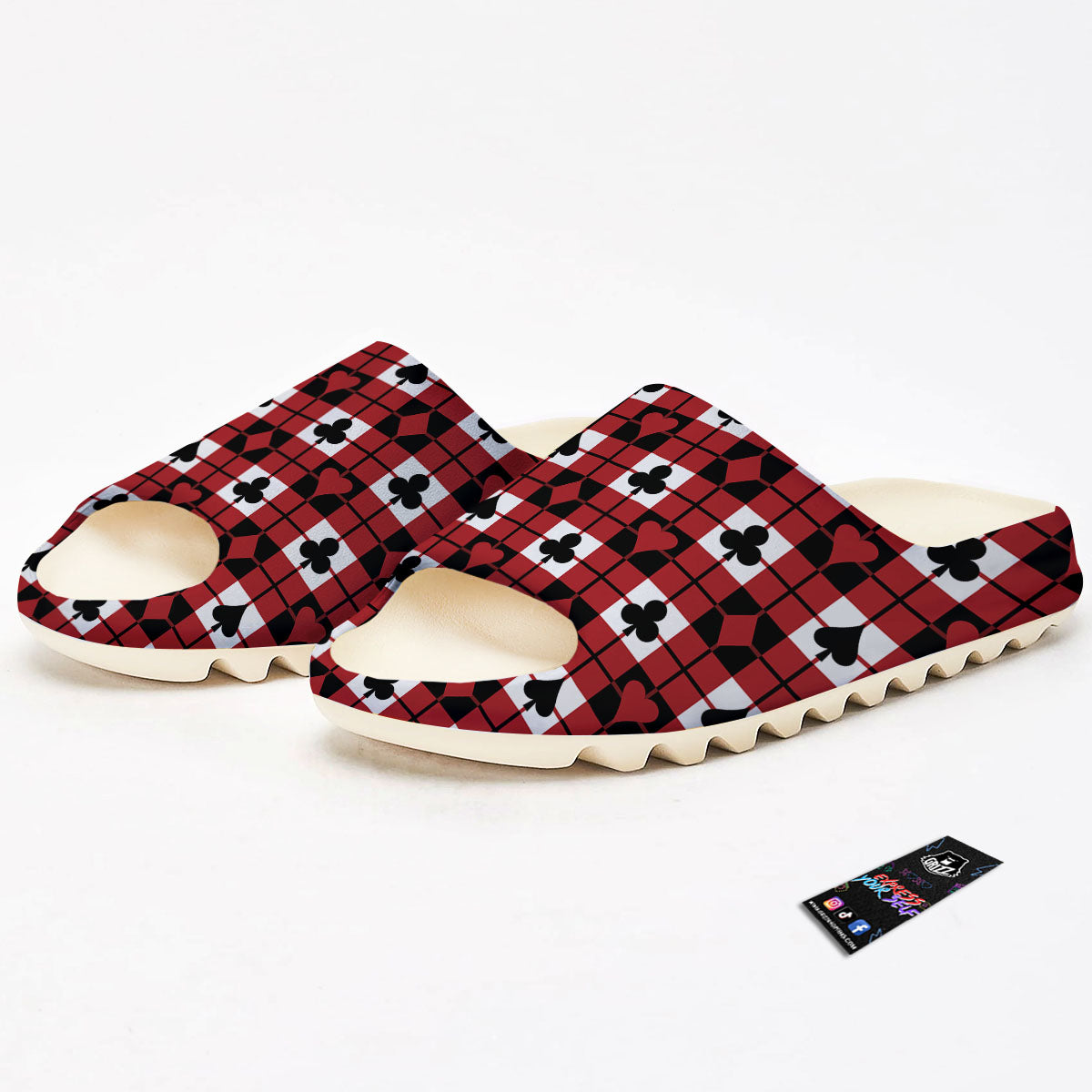 Suits Plaid Playing Card Print Pattern Sandals-grizzshop