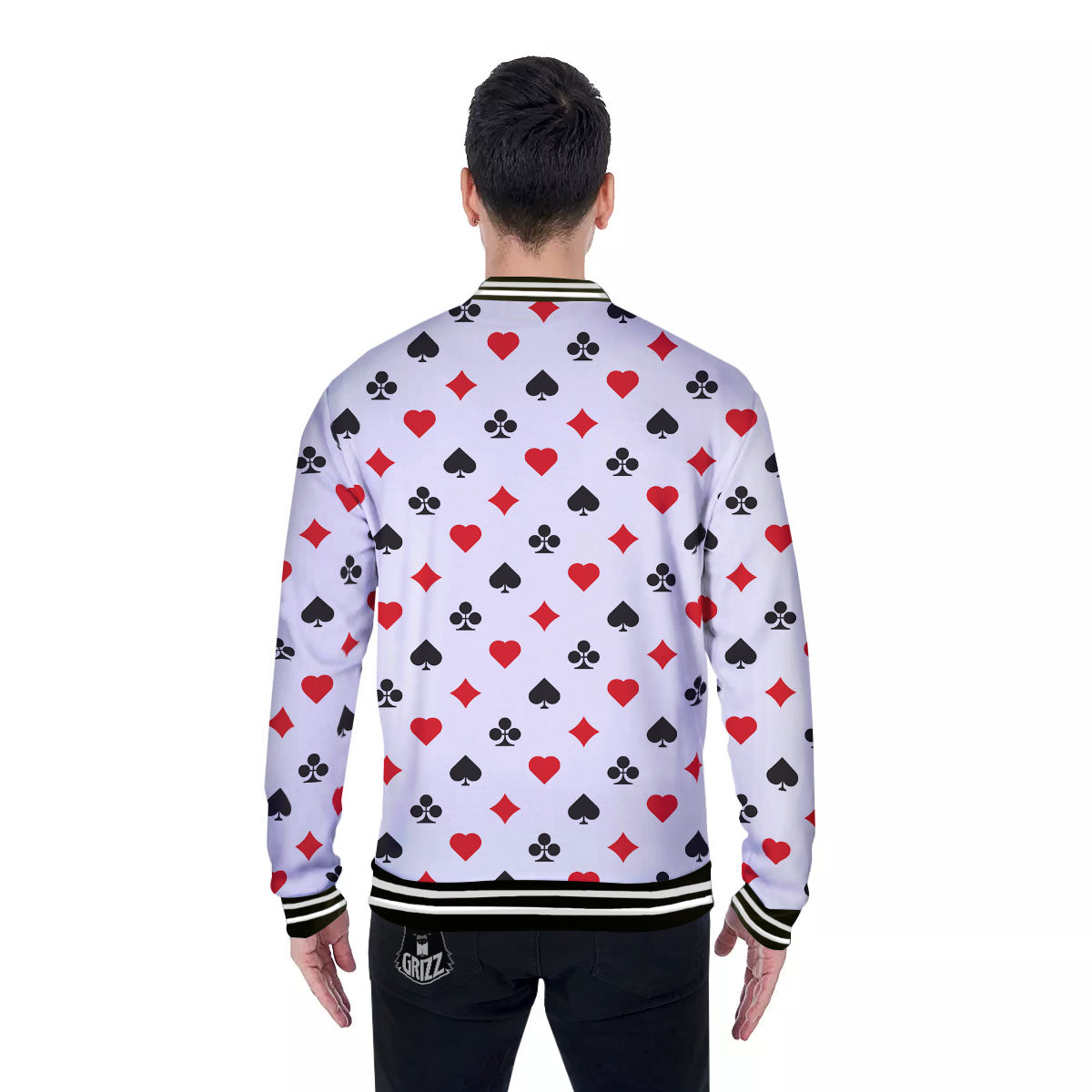 Suits Playing Card Print Pattern Baseball Jacket-grizzshop