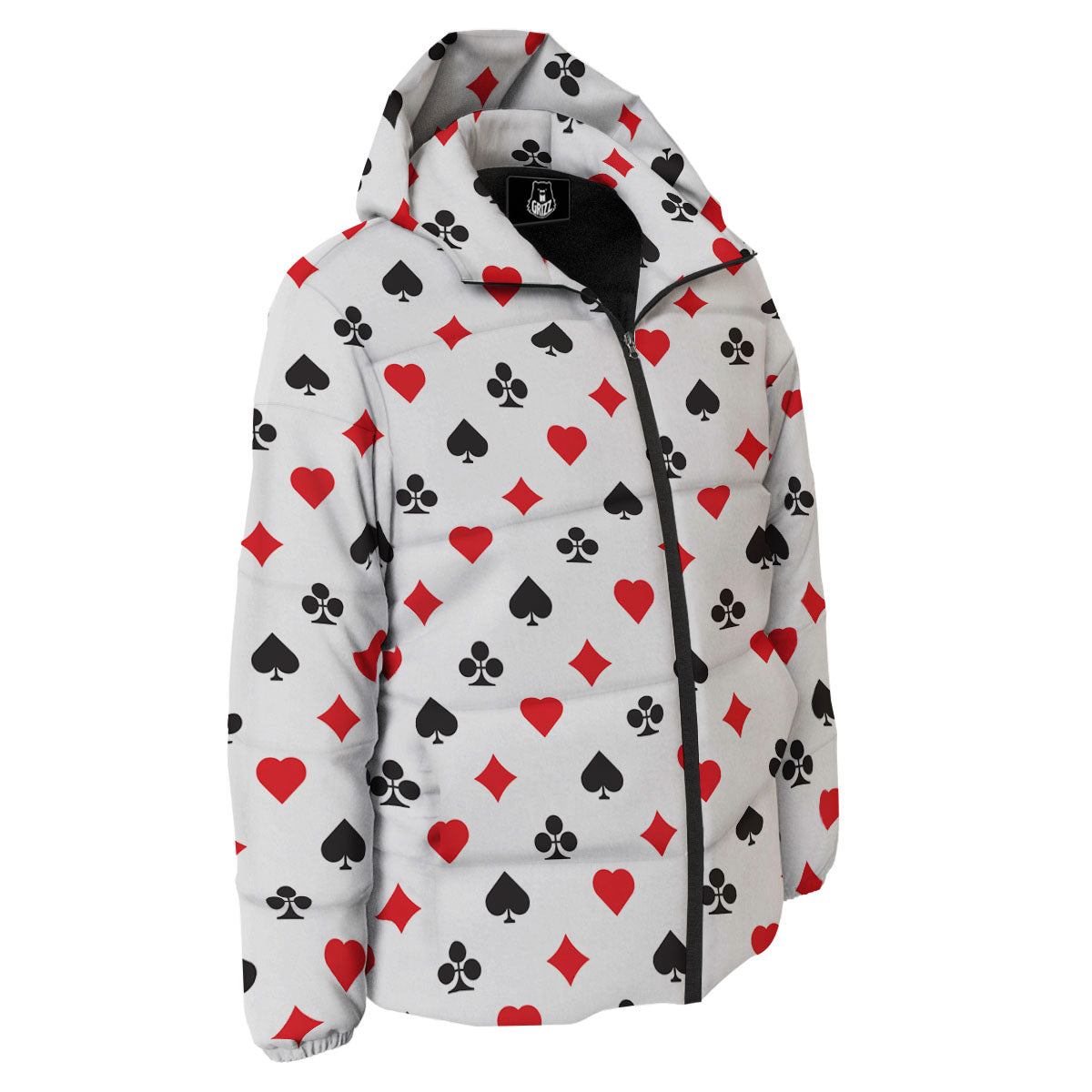 Suits Playing Card Print Pattern Down Jacket-grizzshop