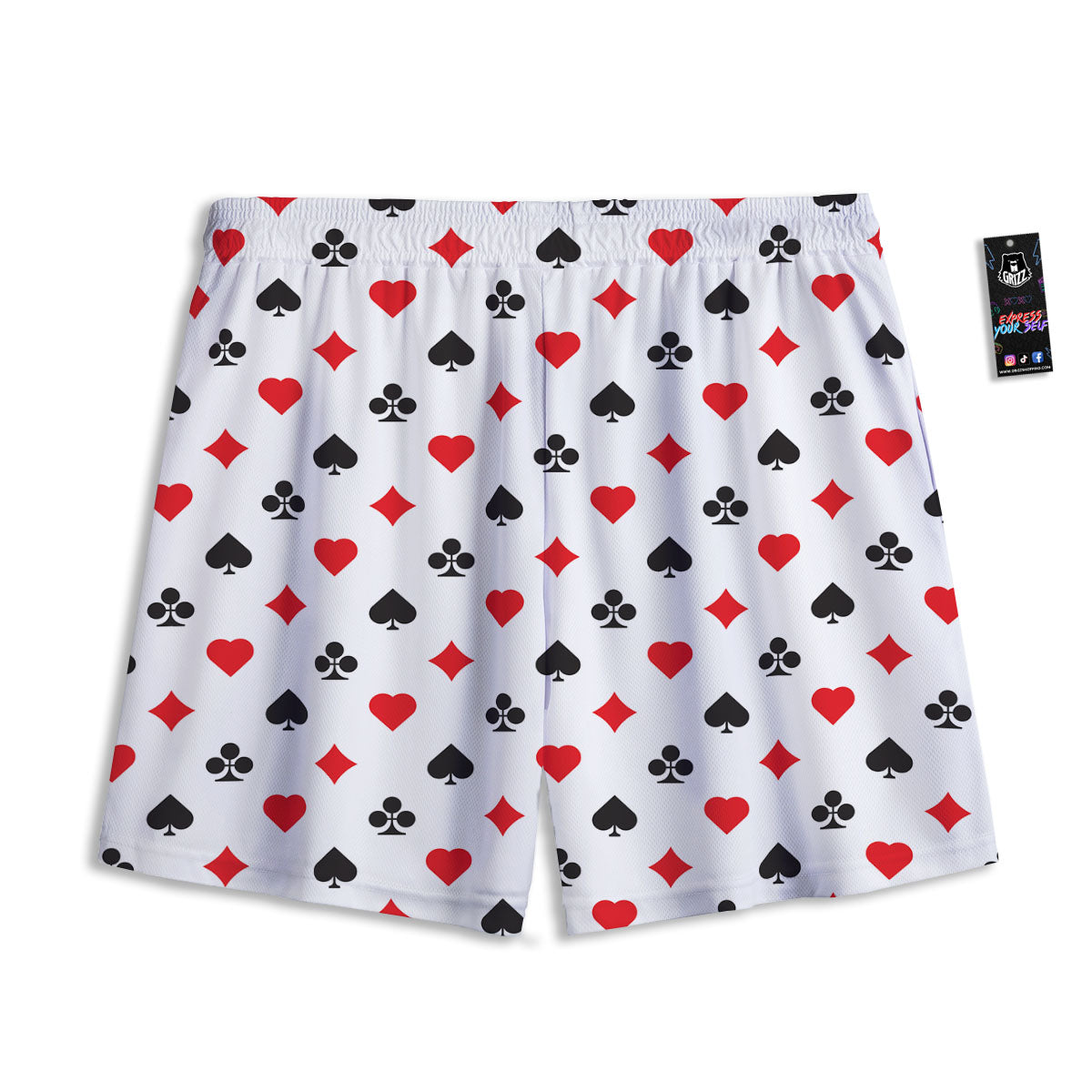 Suits Playing Card Print Pattern Mesh Shorts-grizzshop