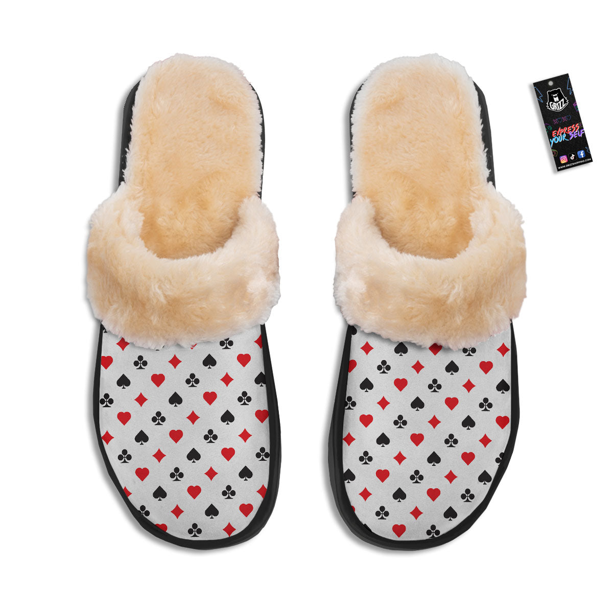 Suits Playing Card Print Pattern Slippers-grizzshop