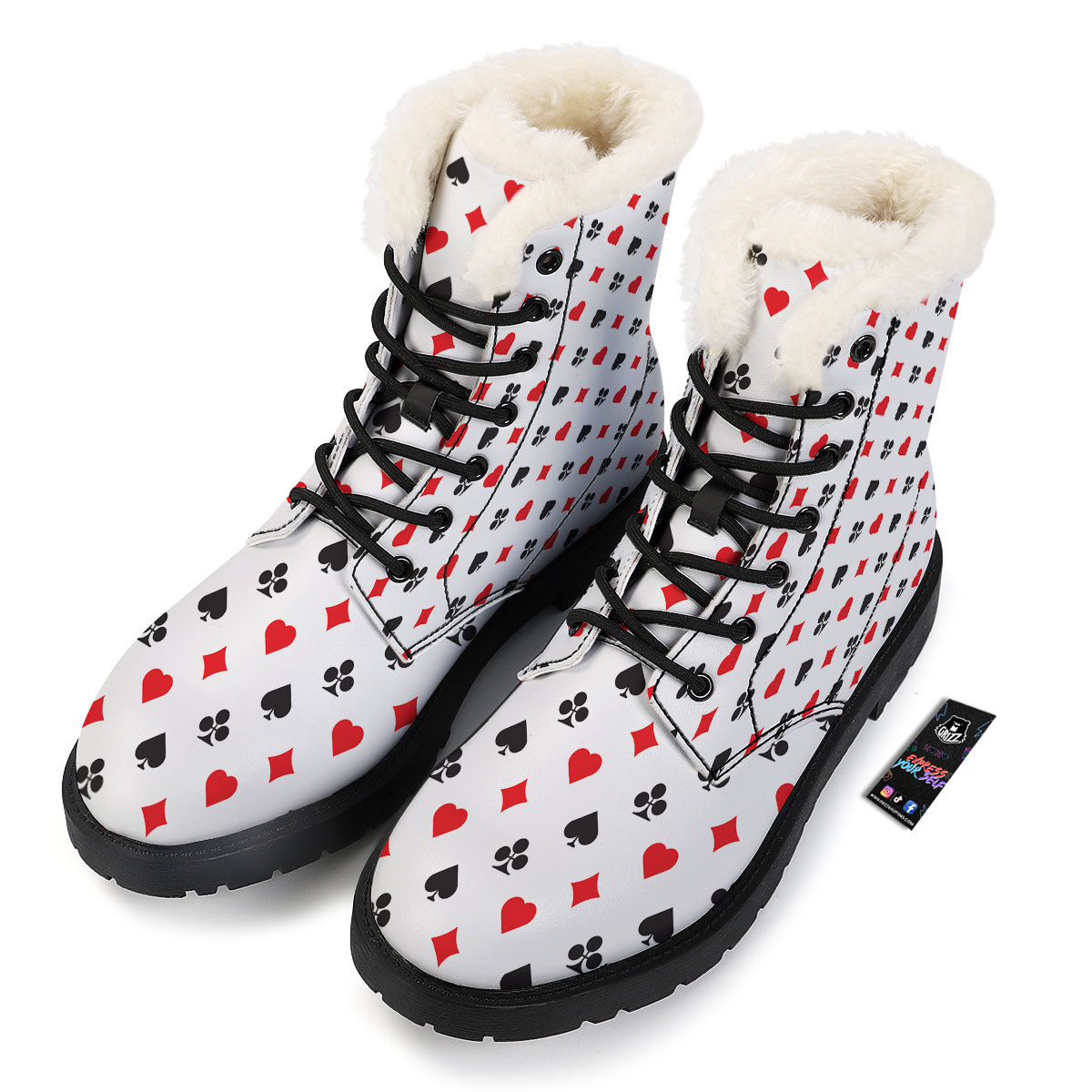 Suits Playing Card Print Pattern Winter Boots-grizzshop